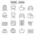 Hotel icon set in thin line style Royalty Free Stock Photo