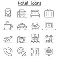 Hotel icon set in thin line style Royalty Free Stock Photo