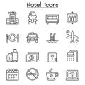 Hotel icon set in thin line style Royalty Free Stock Photo