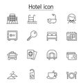 Hotel icon set in thin line style Royalty Free Stock Photo