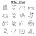 Hotel icon set in thin line style Royalty Free Stock Photo