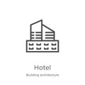 hotel icon vector from building architecture collection. Thin line hotel outline icon vector illustration. Outline, thin line Royalty Free Stock Photo