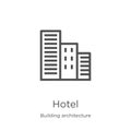 hotel icon vector from building architecture collection. Thin line hotel outline icon vector illustration. Outline, thin line Royalty Free Stock Photo