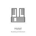 hotel icon vector from building architecture collection. Thin line hotel outline icon vector illustration. Outline, thin line Royalty Free Stock Photo
