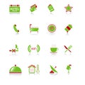 Hotel icons - green-red series Royalty Free Stock Photo