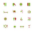 Hotel icons - green-red series Royalty Free Stock Photo