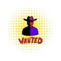 Vintage wanted poster icon, comics style Royalty Free Stock Photo