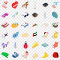 Hotel icons set, isometric style Royalty Free Stock Photo