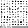 100 hotel icons set, simple style Royalty Free Stock Photo