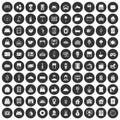 100 hotel icons set black circle Royalty Free Stock Photo