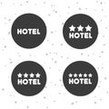Hotel icons. Three star, four star and five star hotell symbols.
