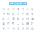 Hotel industry linear icons set. Accommodation, Hospitality, Luxury, Service, Travel, Lodging, Amenities line vector and Royalty Free Stock Photo