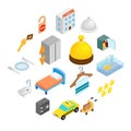 Hotel isometric 3d icons set Royalty Free Stock Photo