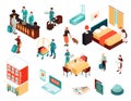 Hotel Isometric Icons Set Royalty Free Stock Photo