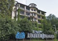 Hotel Jadran facade on the lake Bled, Slovenia.