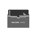 Hotel key card inside horizontal keycard sleeve holder vector template