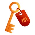 Hotel key room icon, cartoon style Royalty Free Stock Photo