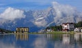 Hotel and lake at Misurina Royalty Free Stock Photo