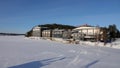 Hotel Lappland on Umeaalven river in Lycksele  in winter in Sweden Royalty Free Stock Photo