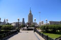 Hotel Leningradskaya Hilton on Komsomolskaya square, has been built in 1954. Moscow, Russia. Royalty Free Stock Photo