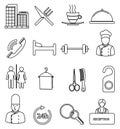 Hotel line icons set