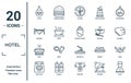 hotel linear icon set. includes thin line hotel, napkins, rice, take away, valet, frozen yogurt, crab icons for report,