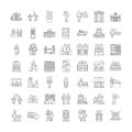 Hotel linear icons, signs, symbols vector line illustration set Royalty Free Stock Photo