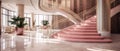 Hotel lobby interior with marble floor and stairs 1695524182512 2 Royalty Free Stock Photo