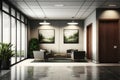Hotel lobby interior, modern style. Neural network AI generated Royalty Free Stock Photo