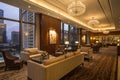 Hotel lounge interior in the evening Royalty Free Stock Photo