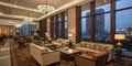 Hotel lounge interior in the evening Royalty Free Stock Photo