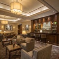 Hotel lounge interior in the evening Royalty Free Stock Photo