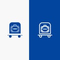 Hotel, Luggage, Trolley, Bag Line and Glyph Solid icon Blue banner Royalty Free Stock Photo