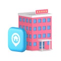Hotel map location address navigation GPS direction pointer 3d icon realistic vector illustration