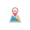 Hotel map pointer flat icon, mobile gps