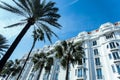 Hotel Martinez in Cannes, France with palm trees in front Royalty Free Stock Photo