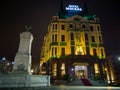 Hotel Moskva and Terazije fountain at night, Belgrade, Serbia