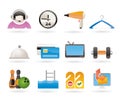 Hotel and motel amenity icons Royalty Free Stock Photo