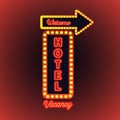 Hotel motel neon sign plank for hotel business. vector Royalty Free Stock Photo