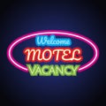 Hotel motel neon sign plank for hotel business. vector Royalty Free Stock Photo