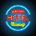 Hotel motel neon sign plank for hotel business. vector Royalty Free Stock Photo