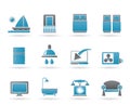 Hotel and motel room facilities icons Royalty Free Stock Photo