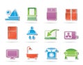 Hotel and motel room facilities icons Royalty Free Stock Photo