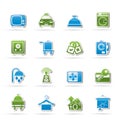 Hotel and motel room facilities icons