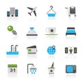 Hotel, motel and travel icons Royalty Free Stock Photo