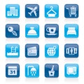 Hotel, motel and travel icons Royalty Free Stock Photo