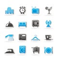 Hotel, motel and travel icons Royalty Free Stock Photo