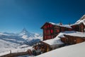 Hotel and mountain restaurant Fluhalp with Matterhorn, Zermatt