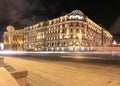 Hotel National and Tverskaya street in Moscow by night