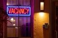 Hotel with neon vacancy sign lit Royalty Free Stock Photo